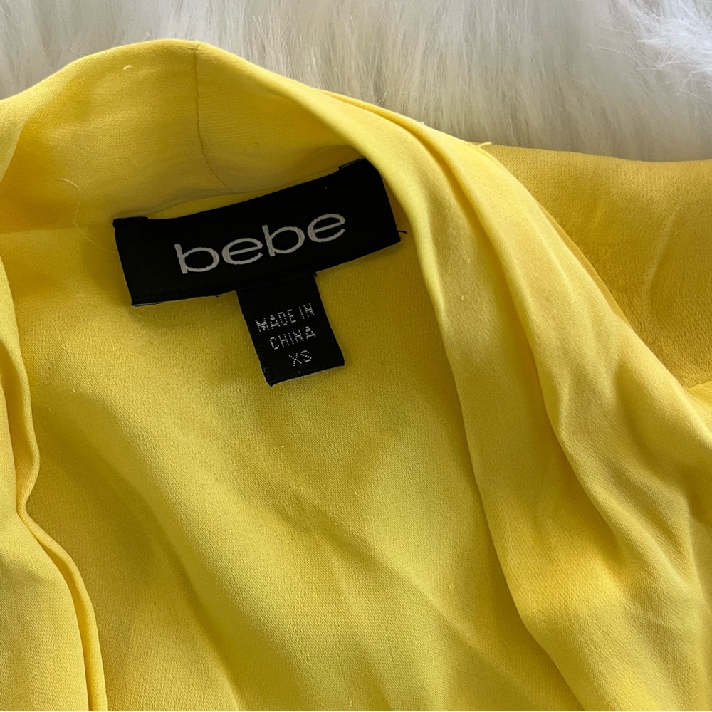Bebe Yellow Silk Sleeveless Drape Top XS - Picture 3 of 7